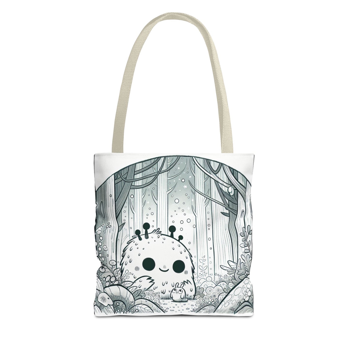 Whimsical Forest Creature Tote Bag - Cute Monster Design for Nature Lovers
