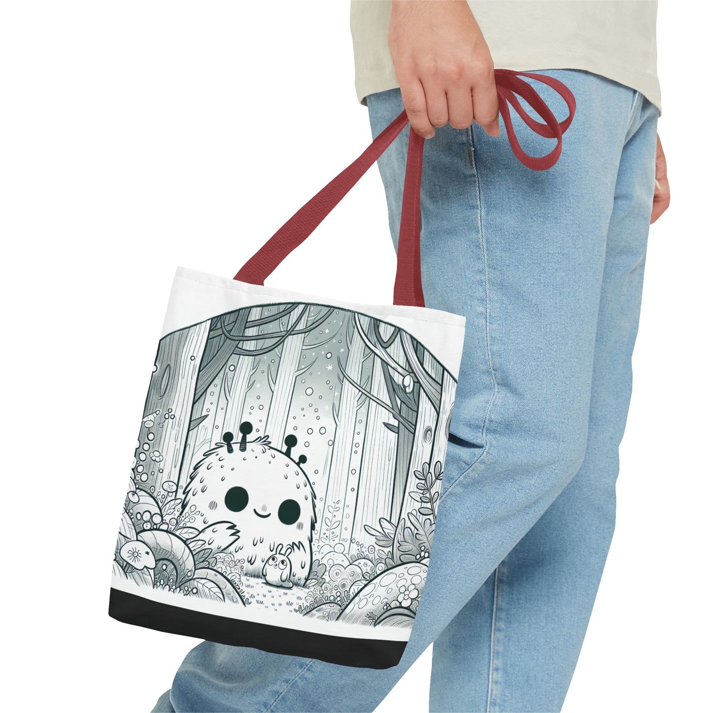 Whimsical Forest Creature Tote Bag - Cute Monster Design for Nature Lovers