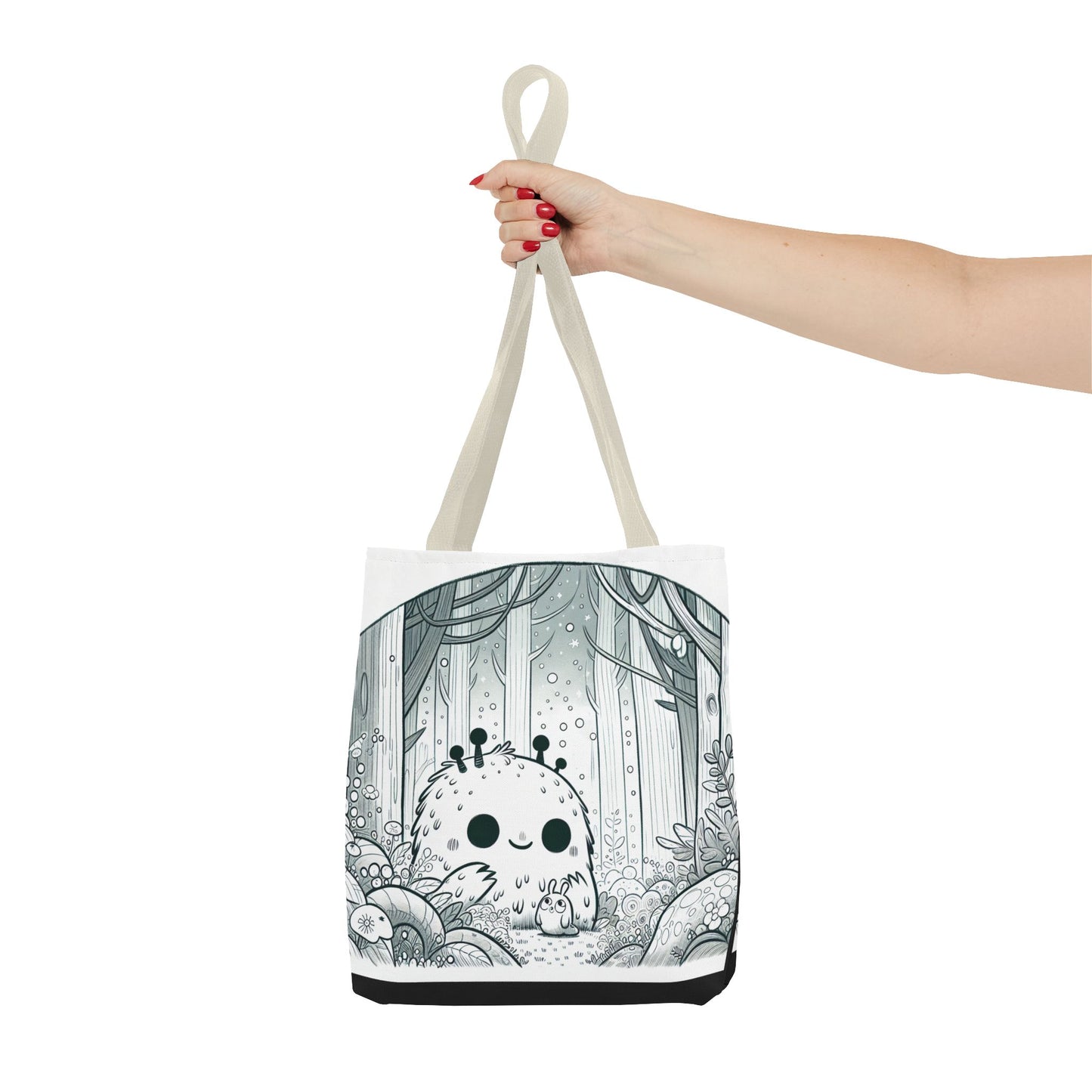 Whimsical Forest Creature Tote Bag - Cute Monster Design for Nature Lovers