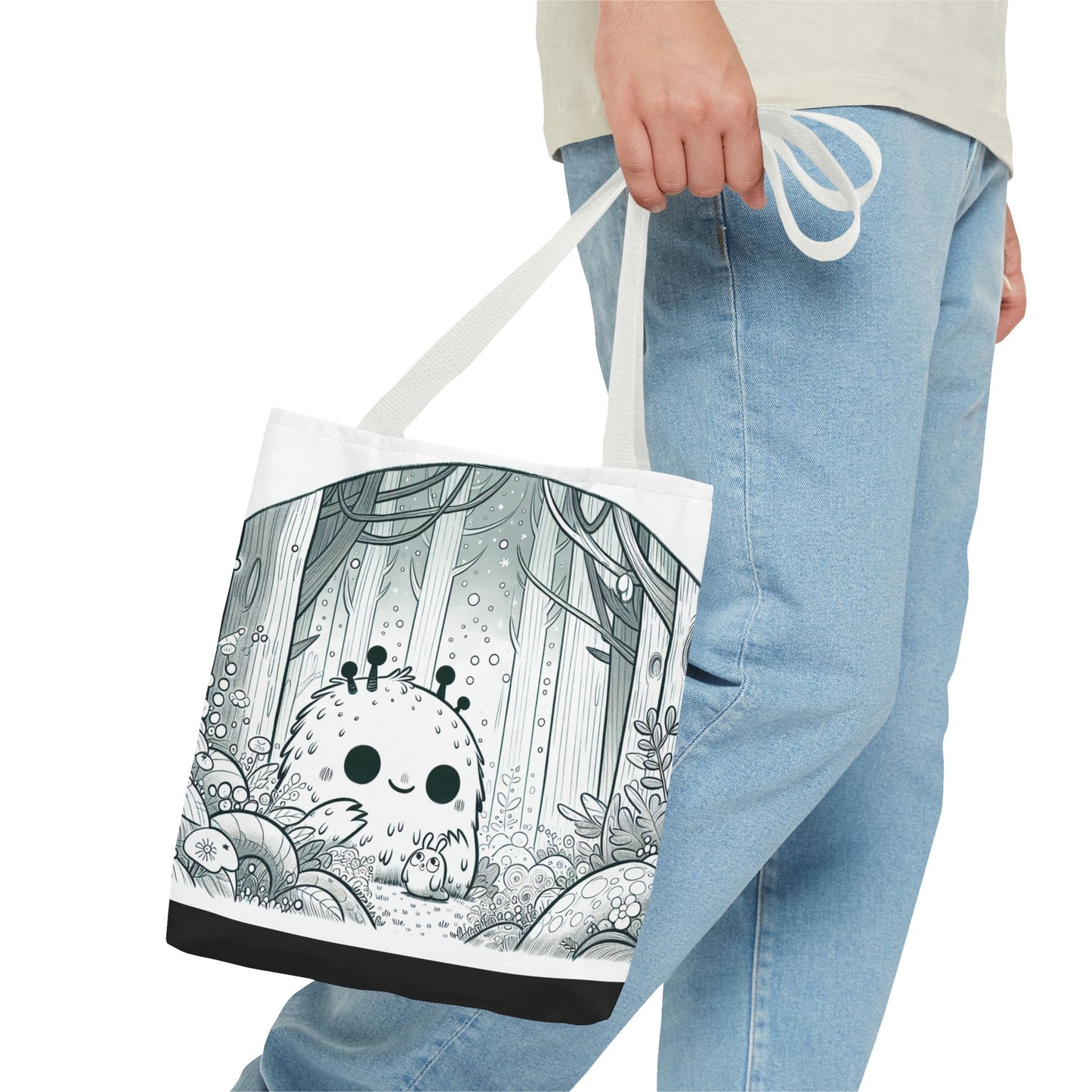 Whimsical Forest Creature Tote Bag - Cute Monster Design for Nature Lovers