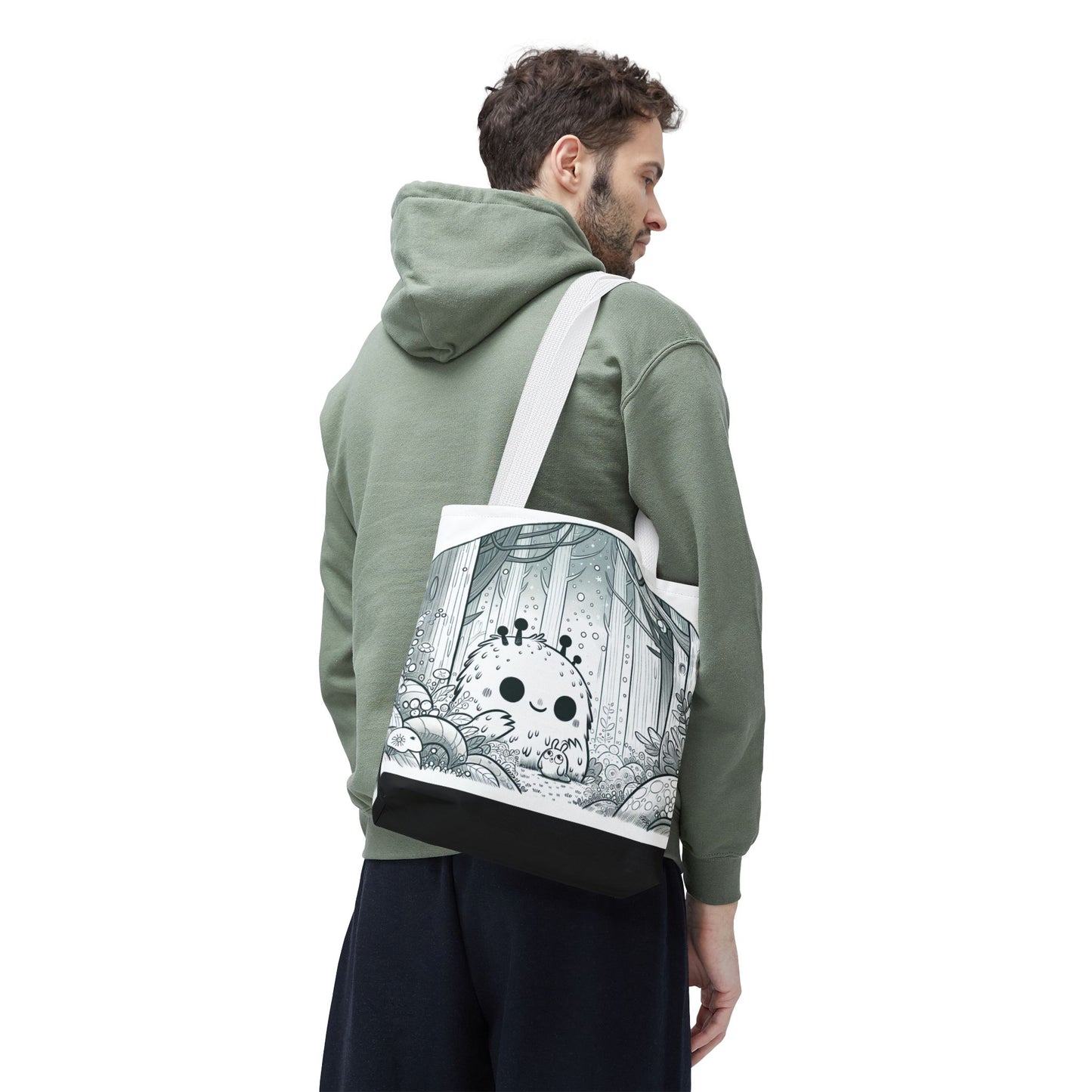 Whimsical Forest Creature Tote Bag - Cute Monster Design for Nature Lovers