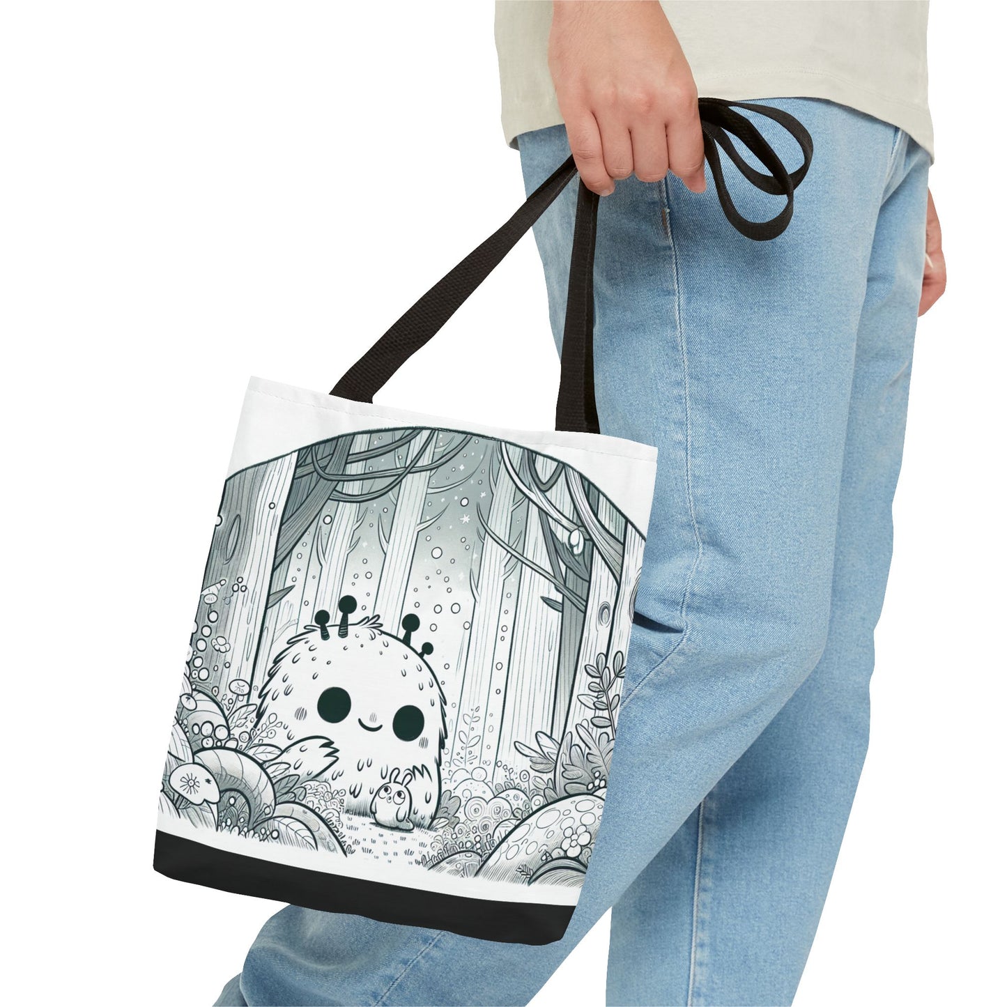 Whimsical Forest Creature Tote Bag - Cute Monster Design for Nature Lovers