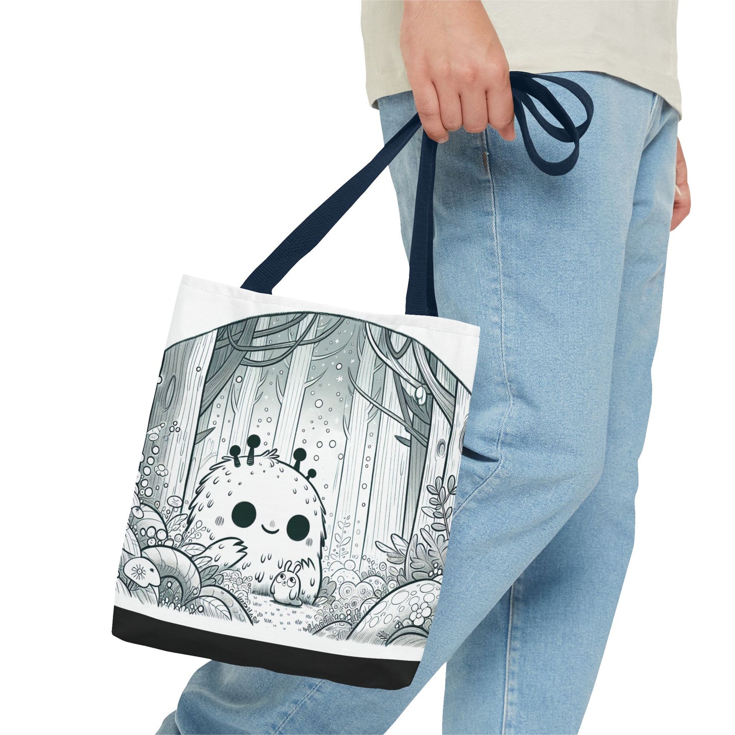 Whimsical Forest Creature Tote Bag - Cute Monster Design for Nature Lovers