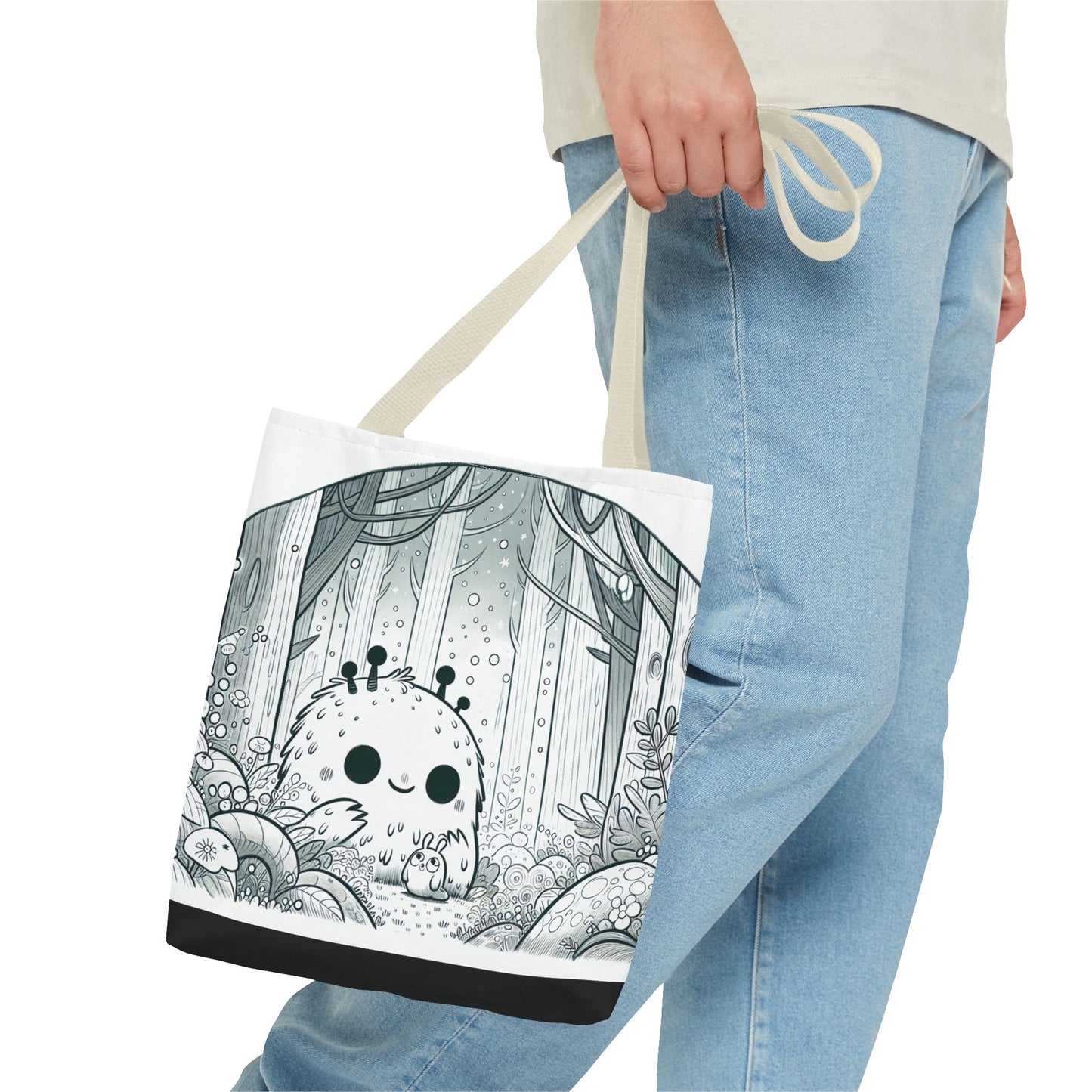 Whimsical Forest Creature Tote Bag - Cute Monster Design for Nature Lovers
