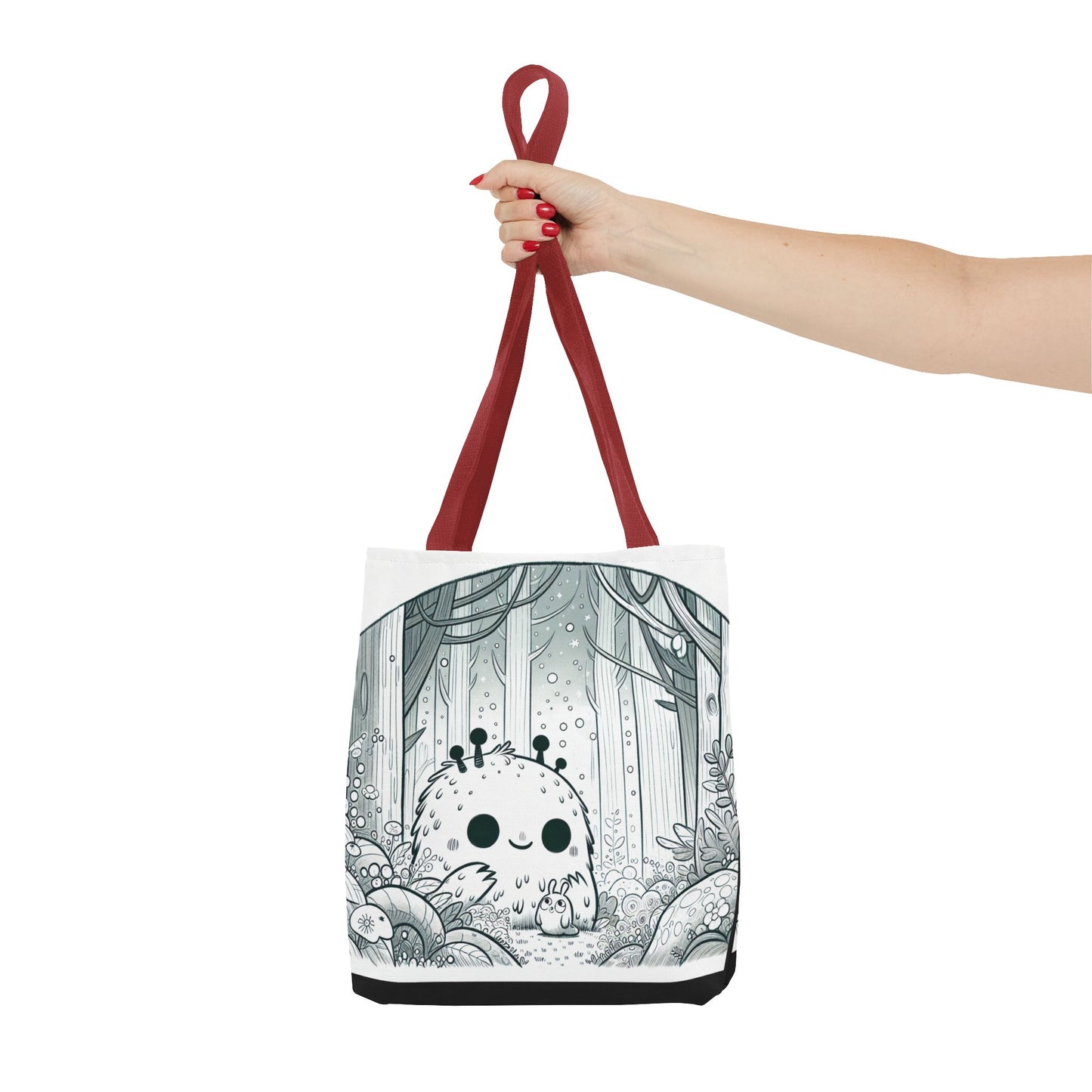 Whimsical Forest Creature Tote Bag - Cute Monster Design for Nature Lovers