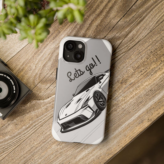 Racing-Inspired Tough Phone Case - 'Let's Go!!' Design for Car Enthusiasts