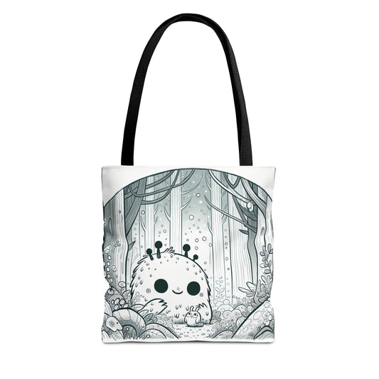 Whimsical Forest Creature Tote Bag - Cute Monster Design for Nature Lovers